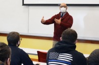 Retired Police Chief Edward Denmark discusses mindfulness with criminal justice students