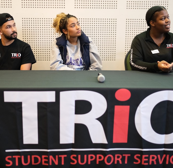 TRIO Student Support Services Panel two female and one male student