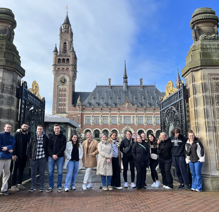 Students in front of castle on Heart of Europe study abroad trip