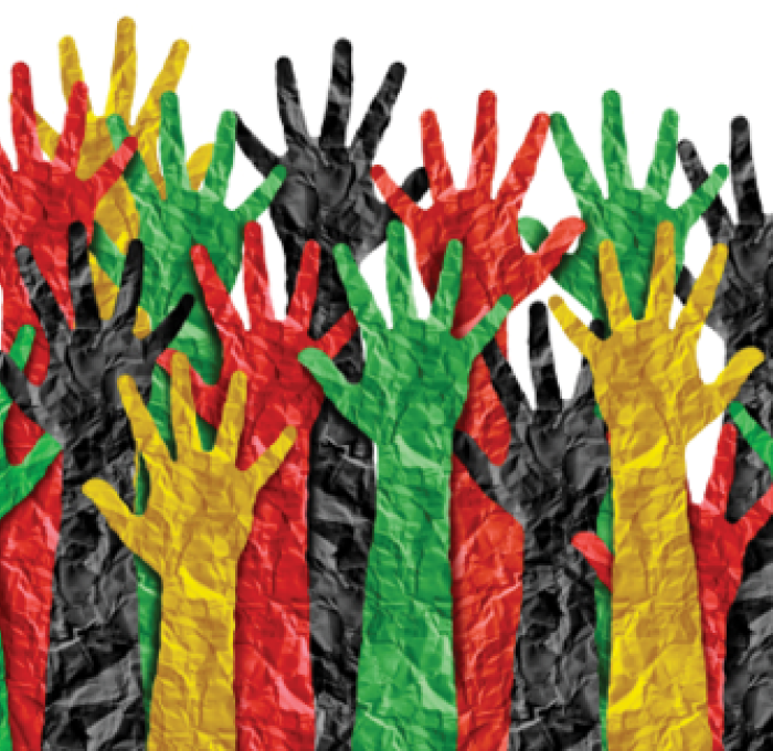 Poster for Black History Month 2024 with all hands of different colors
