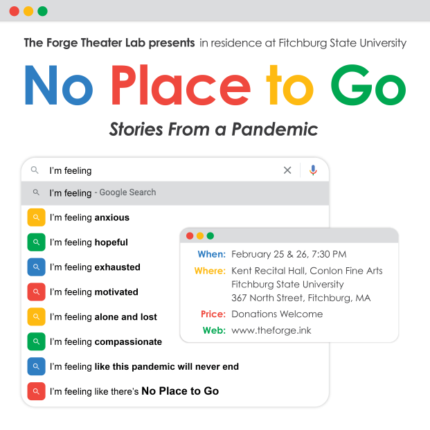 Poster for Forge Theater Lab's No Place To Go Stories from a Pandemic