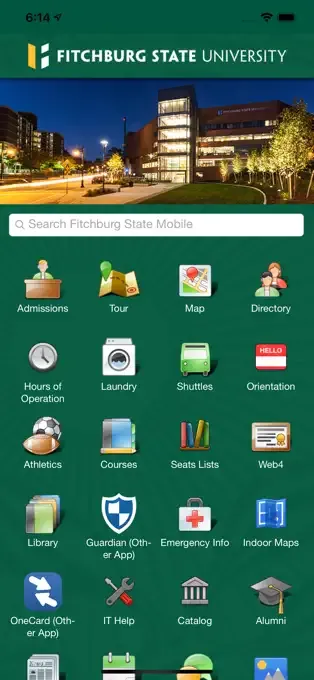 Screenshot of the mobile app home screen