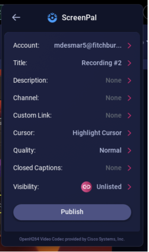 Check your video settings before publishing.