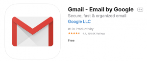 Gmail app listing in the Apple App Store.