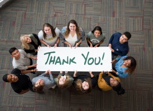 Photo of students with Thank You banner