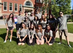Group of orientation leaders on the quad in summer