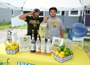 Fitchburg State student and veteran running the Sour Sergeant lemonade stand.