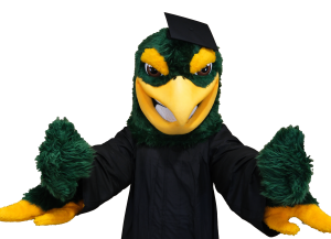 Close up of Freddy in cap and gown.