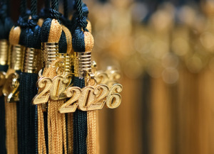 Stack of 2026 tassels for graduation caps.