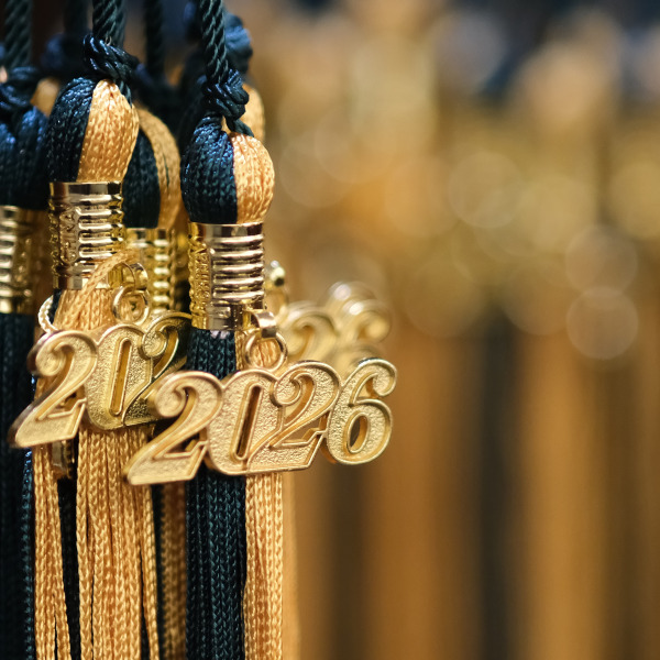 Stack of 2026 tassels for graduation caps.