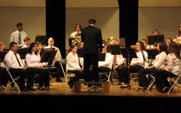 Music students on stage