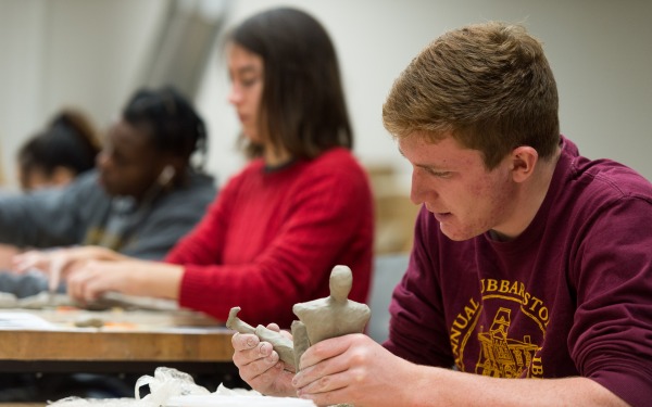 Students in an art classroom