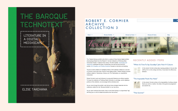 Elise Takehana book cover The Baroque Technotext and Robert Cormier website collection