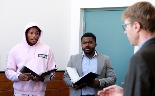 Jonathan Harvey and students at FAM