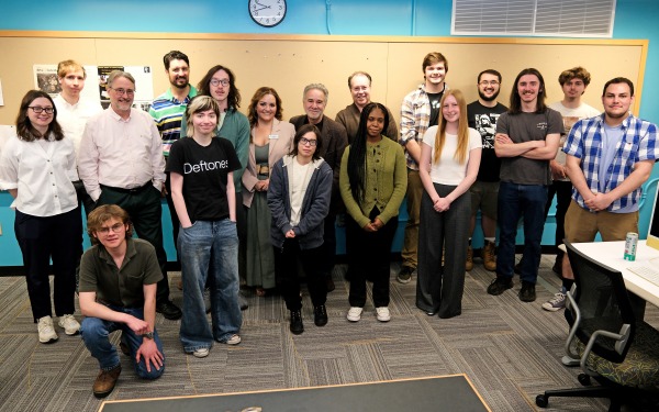 Students with President Hodge, FAM Director Nick Capasso, and Photographer Stephen DiRado