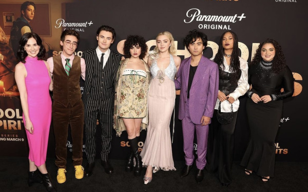 Kiara Pichardo far right at premiere of School Spirits.