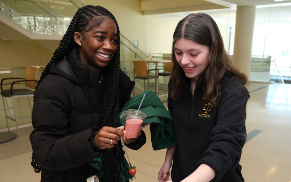 Students in Hammond with strawberry treats.