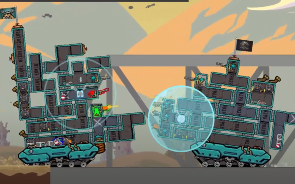 Screenshot of Tower Tanks Game two tanks with machine guns.