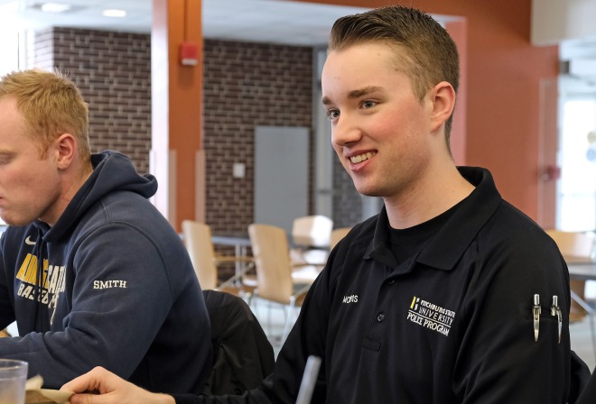 Two male students in Holmes Dining Hall