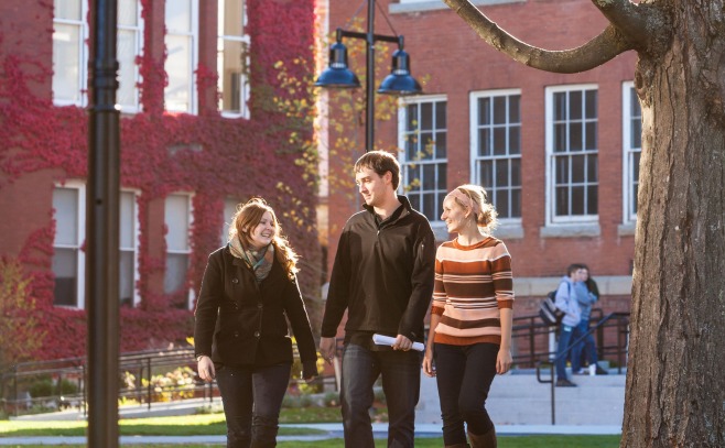 Three Students on campus 