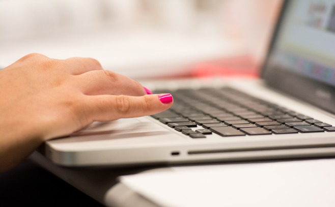 Student using laptop