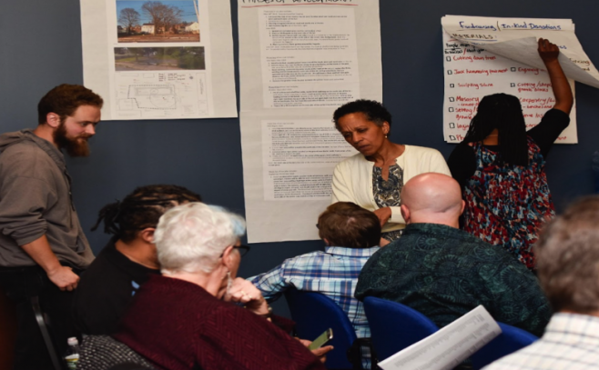 Members planning the Abolitionist Park in Fitchburg