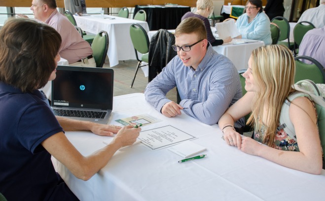 students at an information session