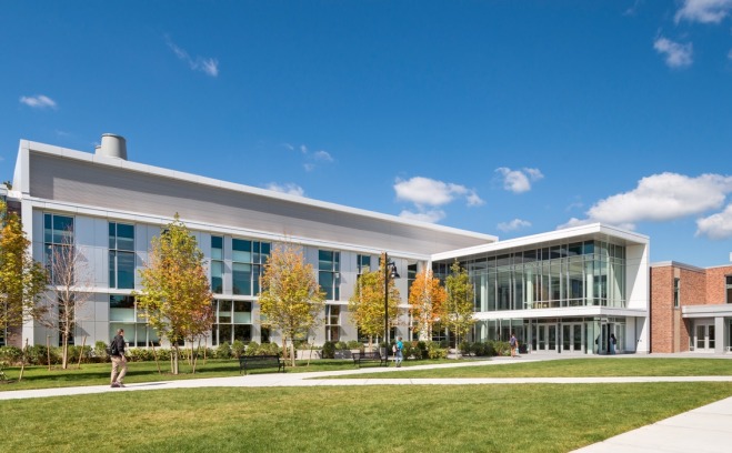 A shot of the Antonucci Science Complex from the quad