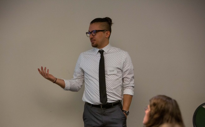 students watching a presentation 