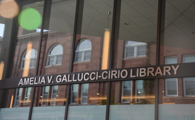 A shot of the library glass up close. 