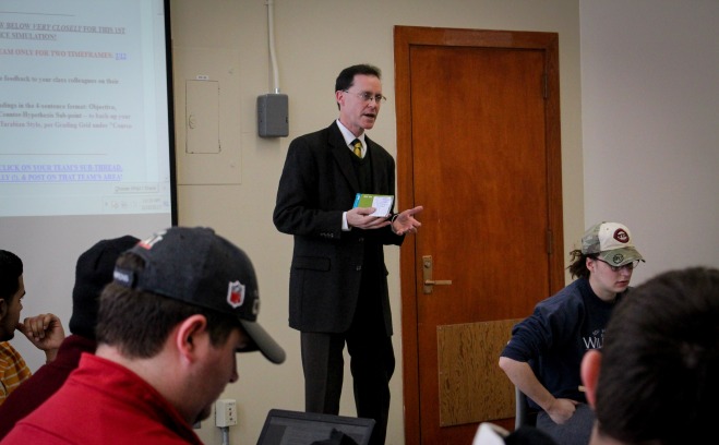 Professor Josh Spero speaking to his class