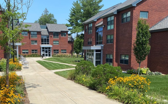 View of the townhouses one of the many residence halls here on campus