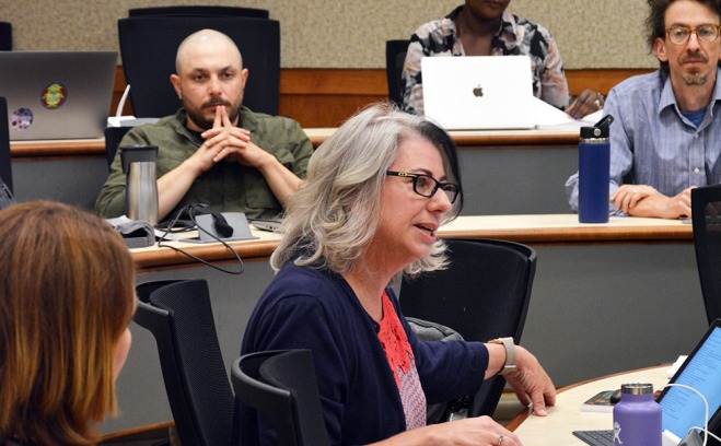 Image of faculty members in classroom at Percival