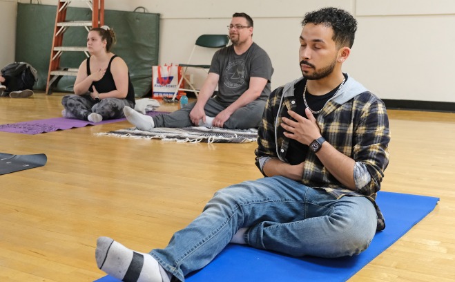 TRIO and Counseling Services meditation in the dance studio