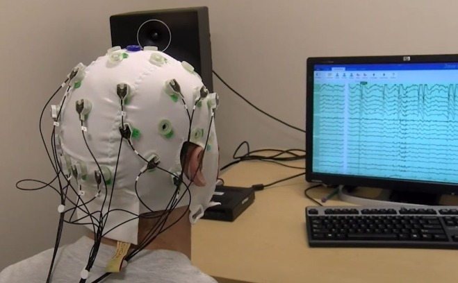 Psychological Science experiment with brain wave monitor 