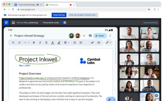Google meet annotations in presentation shown on screen