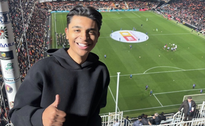 Brandon Gonzalez Lopez at soccer field in Spain.
