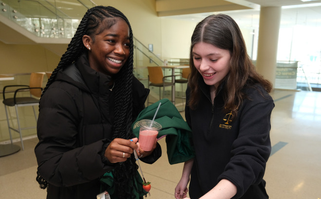 Students in Hammond with strawberry treats.