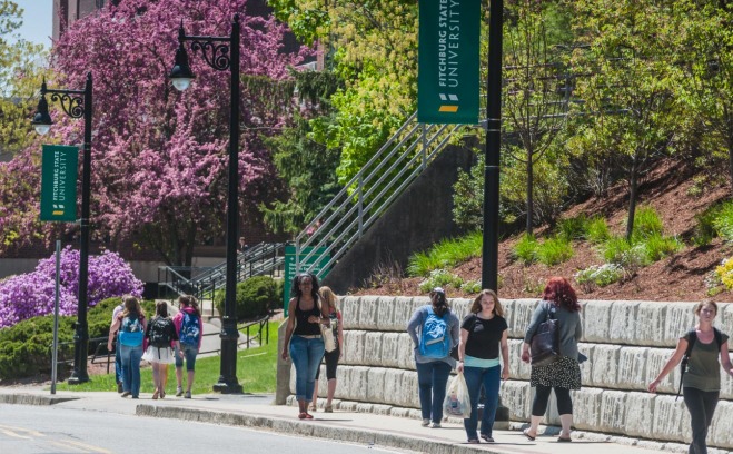 Students walking down North Street