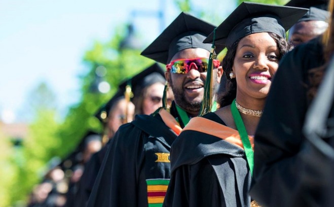 Students in line at a graduation ceremony