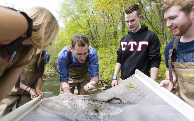 Science class in river