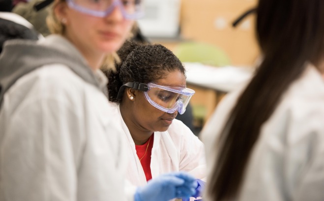 students in genetics lab