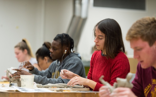 Photo of students in art class