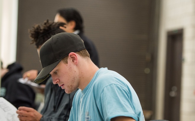 Student at work in a classroom 