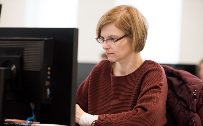 An adult student in class 