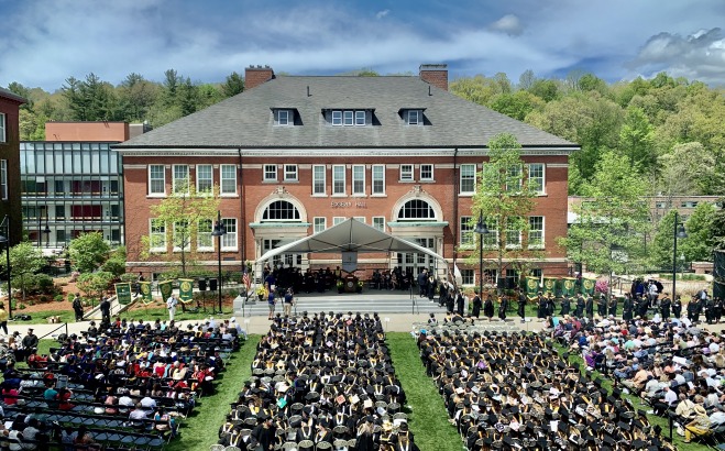 View of commencement stage from Percival POV May 2022