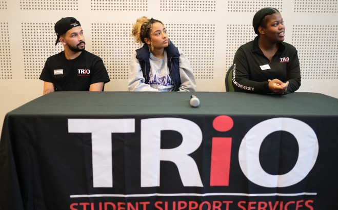 TRIO Student Support Services Panel two female and one male student