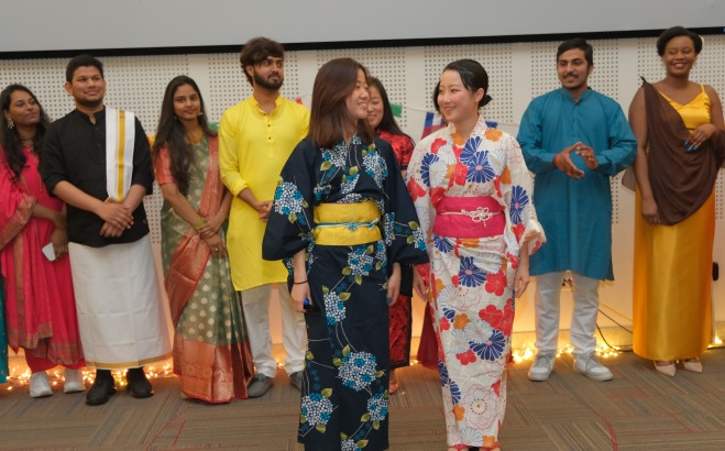 International students in their traditional dress of their countries
