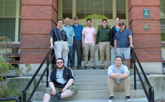 Computer Science faculty and staff on steps of Edgerly Hall