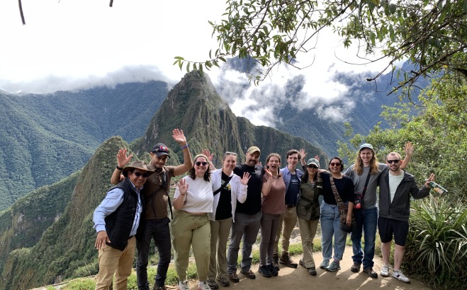 Study abroad group in Peru at Machu Picchu